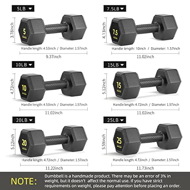 Hex Dumbbells PVC Encase Coating Free Weight Dumbbell Set for Strength Training, Home Gym Fitness and Full Body Workout