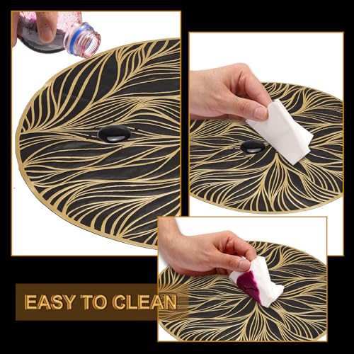 Sets de table lavables algues dorées uxcell napperons vinyle pressé 38cm - 4