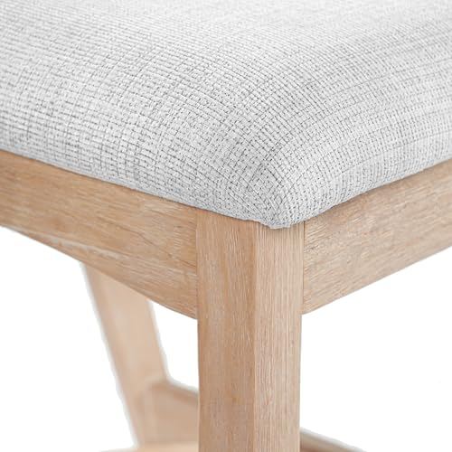 Merax Set de 2 Butacos de Altura para Barra, Butacos de Madera Maciza con Respaldo y Cojín Tapizado, Diseño Aireado, Altura de Asiento 26" para Isla de Cocina y Barra, Natural miniatura 7