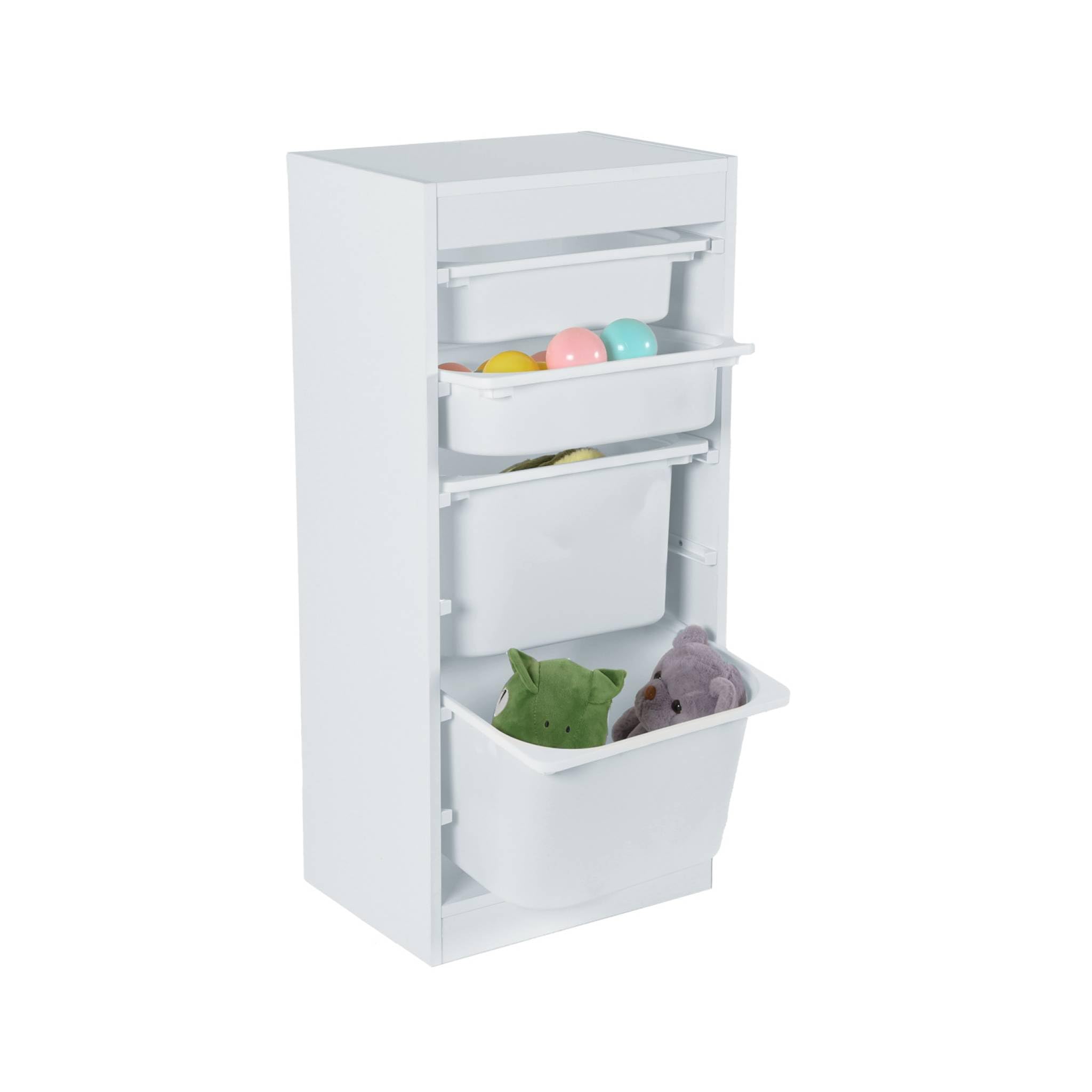 sweeek - Meuble de Rangement Blanc Enfant 4 bacs de Rangement