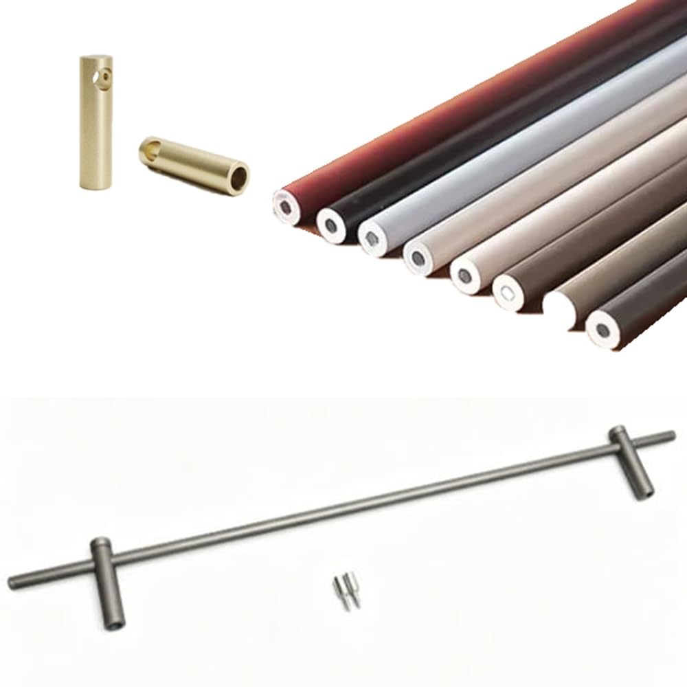 SVBVRFEEW Metal Shelf Guard Rail Decorative 8 16 24 32 40 48 In Shelf Tipping Guardrail Bar Aluminum Round Tube Wood Shelves Fence Gallery Rail For Shelves(Gray,110cm/43.3in)