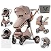 3 in 1 Kombikinderwagen Kinderwagen 3 in 1 Hochformat Kinderwagen Liegender Kinderwagen Faltbarer Kinderwagen Babywiege Neugeborenen Kinderwagen (Khaki)