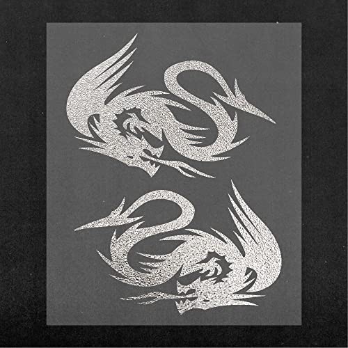 4R Quattroerre.it Adhésifs Prédécoupés pour Voitures Dragons, Gris Argenté, 12 x 10 cm