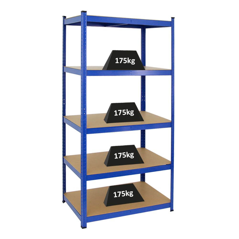 PROREGAL Étagère Robuste Taurus | HxLxP 180x90x60cm | Charge Totale 175kg | Bleu | étagère de Cave, étagère enfichable, étagère de Garage