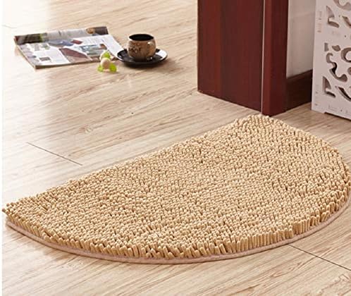 LGKK Chenille Semicircle Shape Rug Non-Slip Indoor Outdoor Doormat Inside Outside Front Door Mat Carpet Floor Rug Area Rug (60x90cm/24x36inch, Camel)
