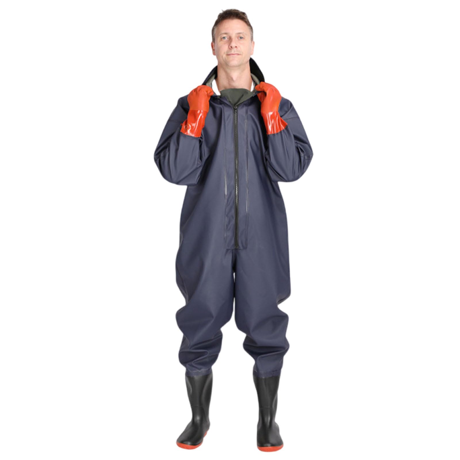 Unisex Trampolieri da Pesca,Trampolieri da Pesca Impermeabili da Caccia,Waders Pesca,Pantaloni da Trampoliere,con Cerniera e Cappello,per Amanti Pesca Sportiva,Giardinaggio,Caccia
