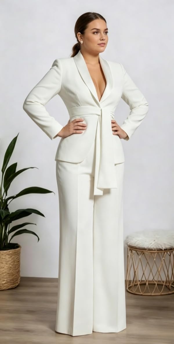 2 PC Women Pant Suit Slim Fit Business Suits Shawl Lapel Prom Outfit