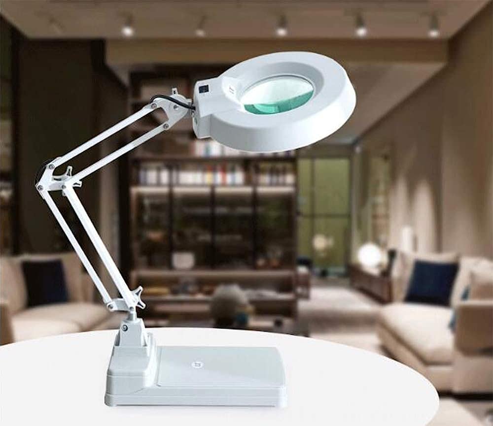 Lenti d'ingrandimento, Lampada 10X, Lente illuminata alla luce del giorno, Lampada da scrivania con ingrandimento Ruota lente d'ingrandimento Lampada da tavolo da tavolo con braccio
