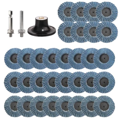 35 PCS Disque à Lamelles 2 Pouces/50mm pour Meuleuse d’Angle et Support de Disque de Ponçage 40/60/80/120 Grains, Disques à Meuler, Disques Abrasifs, Disque à...