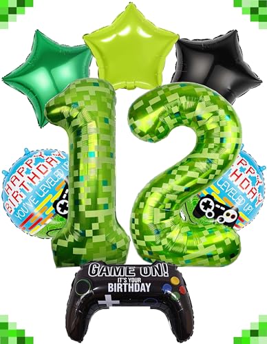 40 Inch Green Pixel Miner Number 12 Balloon Set