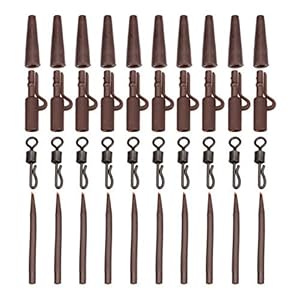U-K 40 pièces/Ensemble extrémité de pêche à la Carpe Clips de Plomb émerillons à Changement Rapide Anti-Manches hameçons…