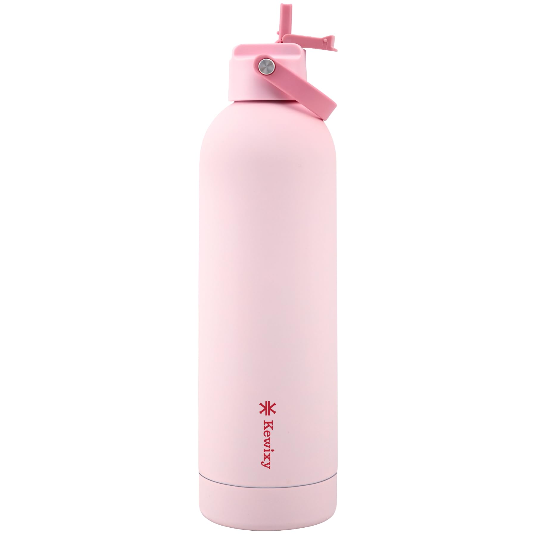 KEWIXY Stainless Steel Water Bottle with Straw, Cold 24Hrs/Hot 12Hrs, Insulated, Double Walled Metal Vacuum Flask, Leak Proof, with Handle, for Travel, Gym, Work (750ml, Pastel Pink)