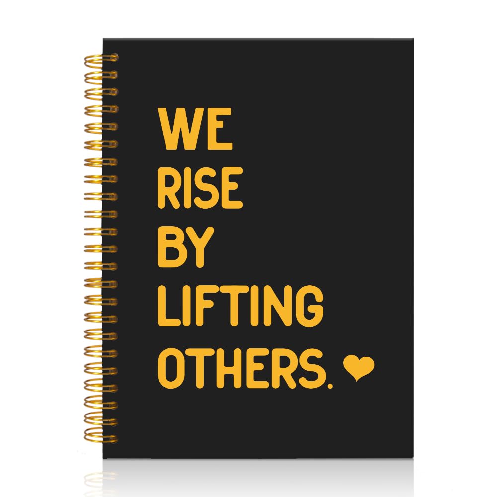 Mhfpl We Rise By Lifting Others Black Golden Positive Spiral Notebook, Team Motivational Quotes Gifts, Motivational Team Gifts for Boss Coworkers, Inspiring Teamwork Office Gifts