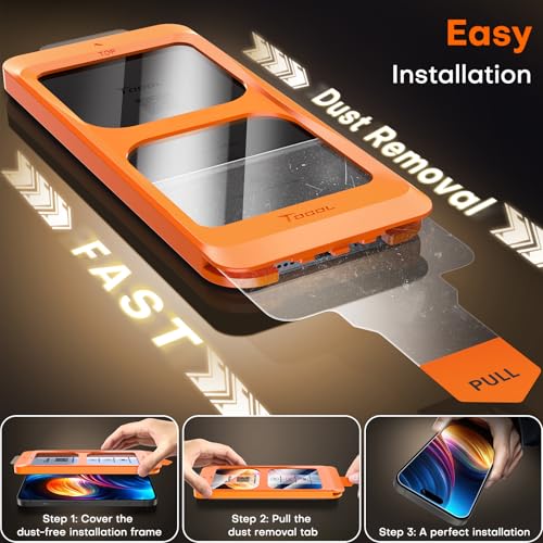Image of TOCOL Screen Protector Compatible with iPhone 15 6.1 inch, 2 Pack Military Grade Aerospace Tempered Glass 9H+ Hardness 12Ft Shatterproof Drop Protection Sensitive Touch Easy Installation Bubble-Free Anti-Scratch Case Friendly Clear
