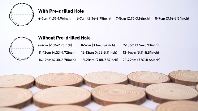 Tranches De Bois Naturel 18-20cm - 2 Pièces - 2mm D'épaisseur - Pour Déco Et Artisanat