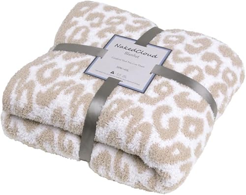 Manta de leopardo súper suave y acogedora para sofá sofá cama campamento viajes beige 60 x 80 pulgadas