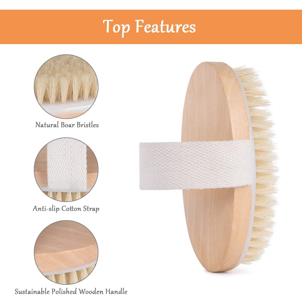 URAQT 2PCS Body Brush, Natural Bristle Shower Brush, Dry Brushing Back Scrubber for Exfoliating Massage - Image 4