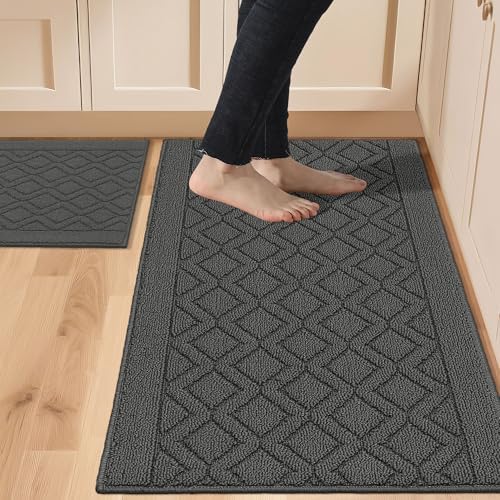COSY HOMEER 48x20 Inch/30X20 Inch Kitchen Rug Mats Made of 100% P...