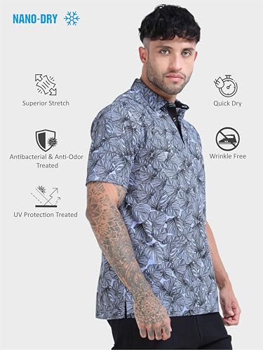 Image of STELLERS Men's Printed Polo T-Shirt | Regular Fit| Feather Touch Feel | Odour Resistant | Wrinkle Free | Stretchable | Anti-Static