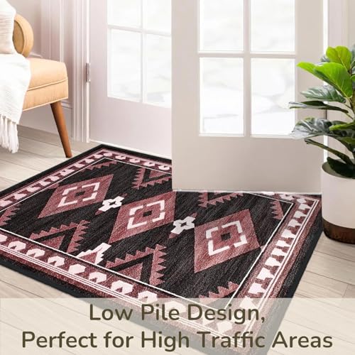 Tapete decorativo para entrada 2x3 negro-rojo antideslizante miniatura 5
