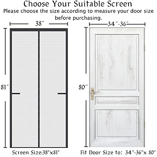 Image of Odocovo Upgraded Magnetic Screen Door, Thicker 250g /m Fiberglass Mesh, 36 Longer Magnets, Black