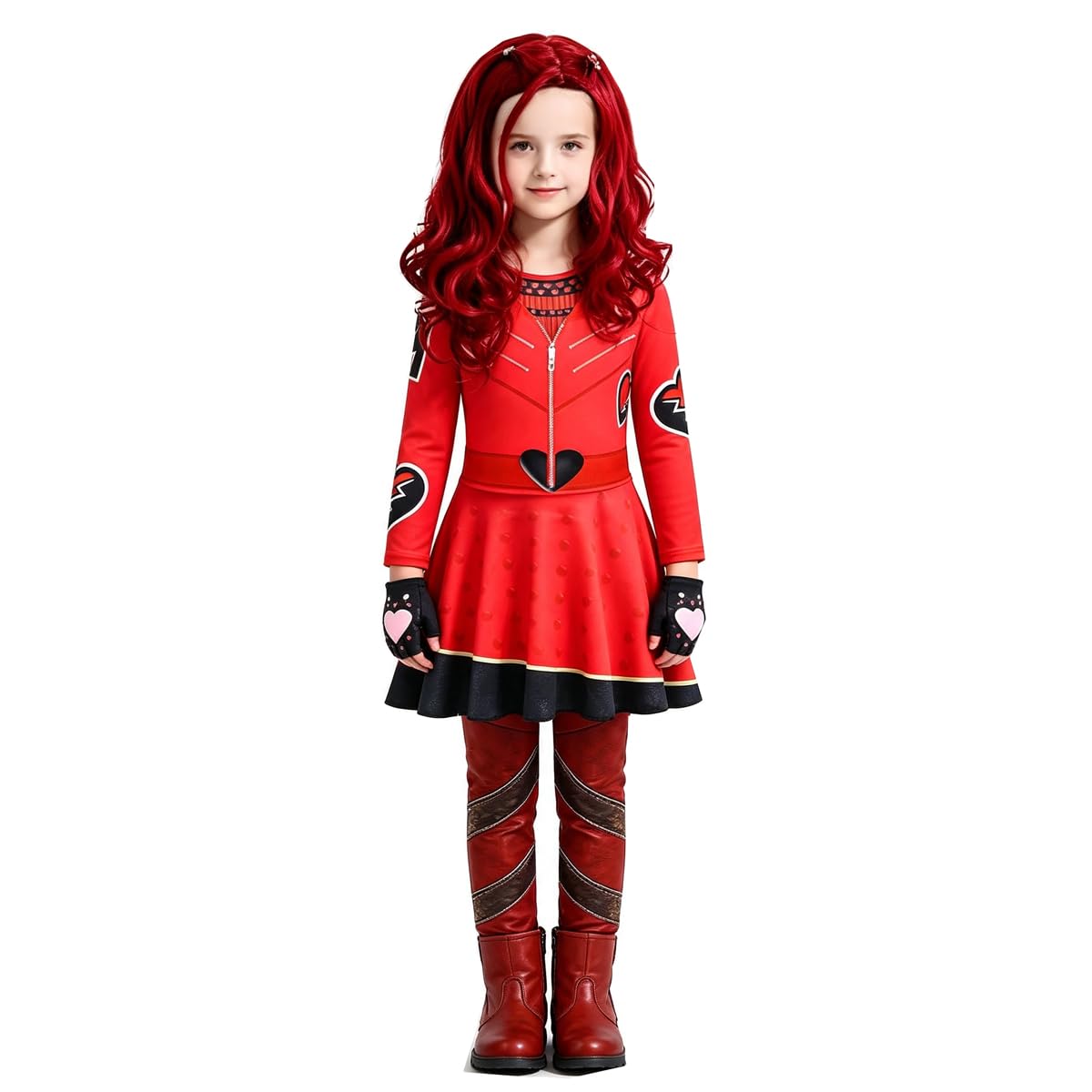 Costume da bambina con parrucca 3D per Halloween
