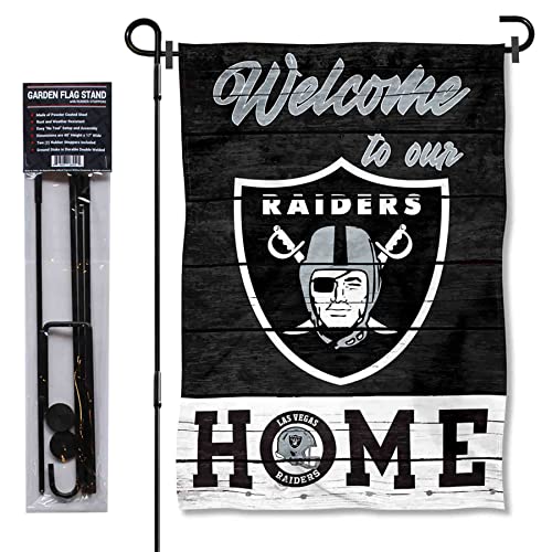 Raiders Welcome to Our Home Garden Flag and Flagpole Mount