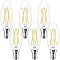 MorningLight Dimmable E12 Candelabra LED Light Bulbs 60Watt Equivalent, 2700K Warm White Vintage Chandelier LED Bulbs, 6W Candle Light Bulbs for Lantern Chandelier, Ceiling Fan, 600LM, 6 Pack