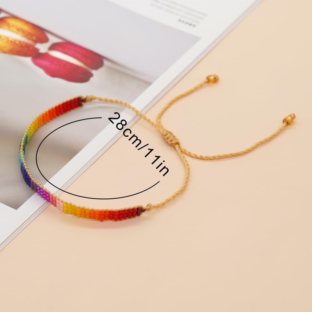 Handmade Boho Seed Bead Friendship Strand Bracelets for Women Charm Adjustable Couples String Rope Braided Bohemia Multicolor Beaded Bracelet Fashion Jewelry Gift - Image 5