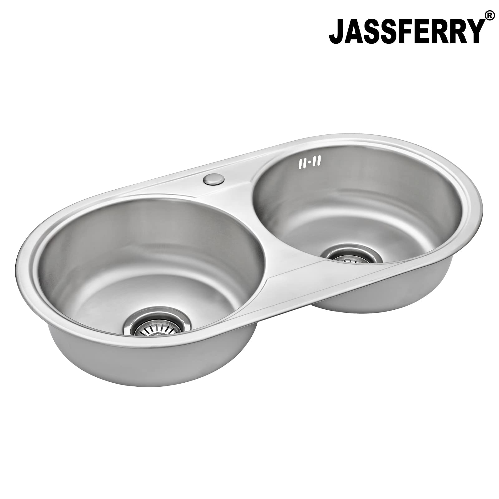 JASSFERRY Fregadero de Cocina Dos Senos, Fregadero Sobre Encimera de Acero Inoxidable, 84 x 44 cm