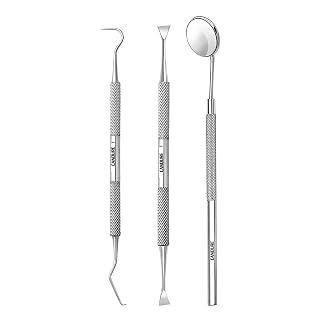 Candure Dental Tools Set - Dental Mirror, Dental Pick & Plaque Remover for Teeth Cleaning - Tartar Scraper & Oral Hygiene Kit 3 PCs - Amazon product rated Grade A