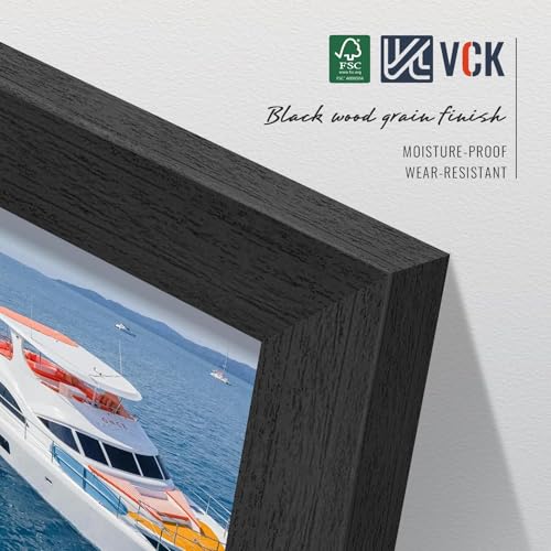 Image of VCK 24x36 Frame 2 Pack, Black Exclusive Wood, 20x30 Mat, for Picture