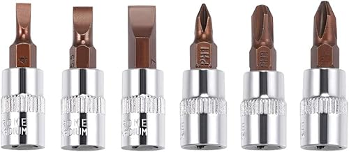 uxcell Juego de dados ranurados Phillips de 1/4", brocas de acero S2, enchufes CR-V de 6 piezas (PH1-PH3, FD4-FD7)