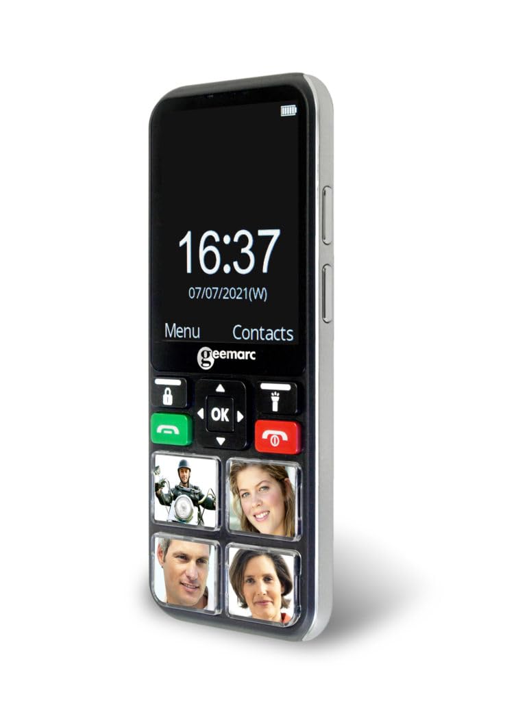 Geemarc CL8000 - Teléfono Móvil 4G con Grandes Foto Teclas Personalizables, Función SOS y Volumen Amplificado - Adecuado para Personas con Discapacidad Auditiva y Mayores - Desbloqueado y Bluetooth