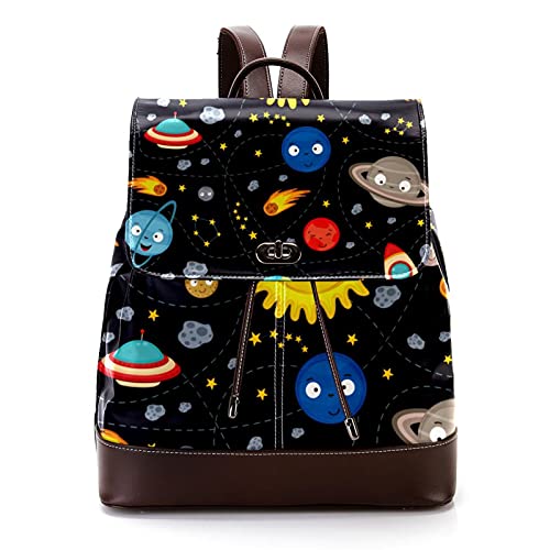 Rayas coloridas con corona de leche de vaca PU cuero mochila bolso para mujer, moda damas viaje hombro mochila, Multicolor 02