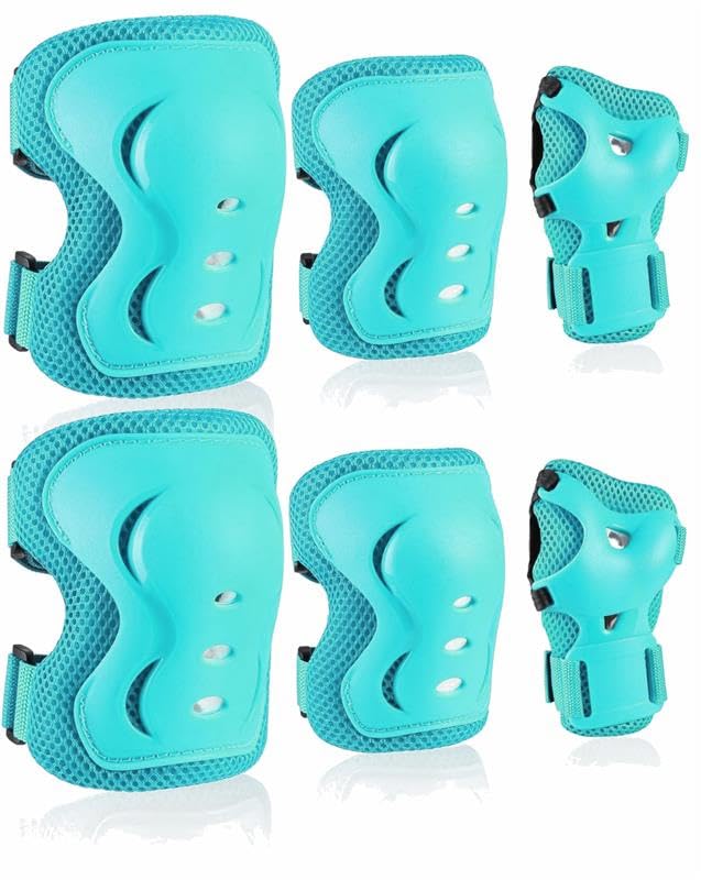 Image of Jaspo Secure Hybrid Protective Gear Set - Knee, Elbow, and Wrist Guards with HDPE Shell, Polyester Mesh, EVA Foam & Soft PU Cushioning for Skating, Cycling