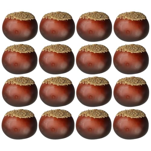 LOGOFUN 16pcs Artificial Chestnut Simulation Chestnuts Faux Nut Models Artificial Chestnut Props for Home Kitchen Food Model Display