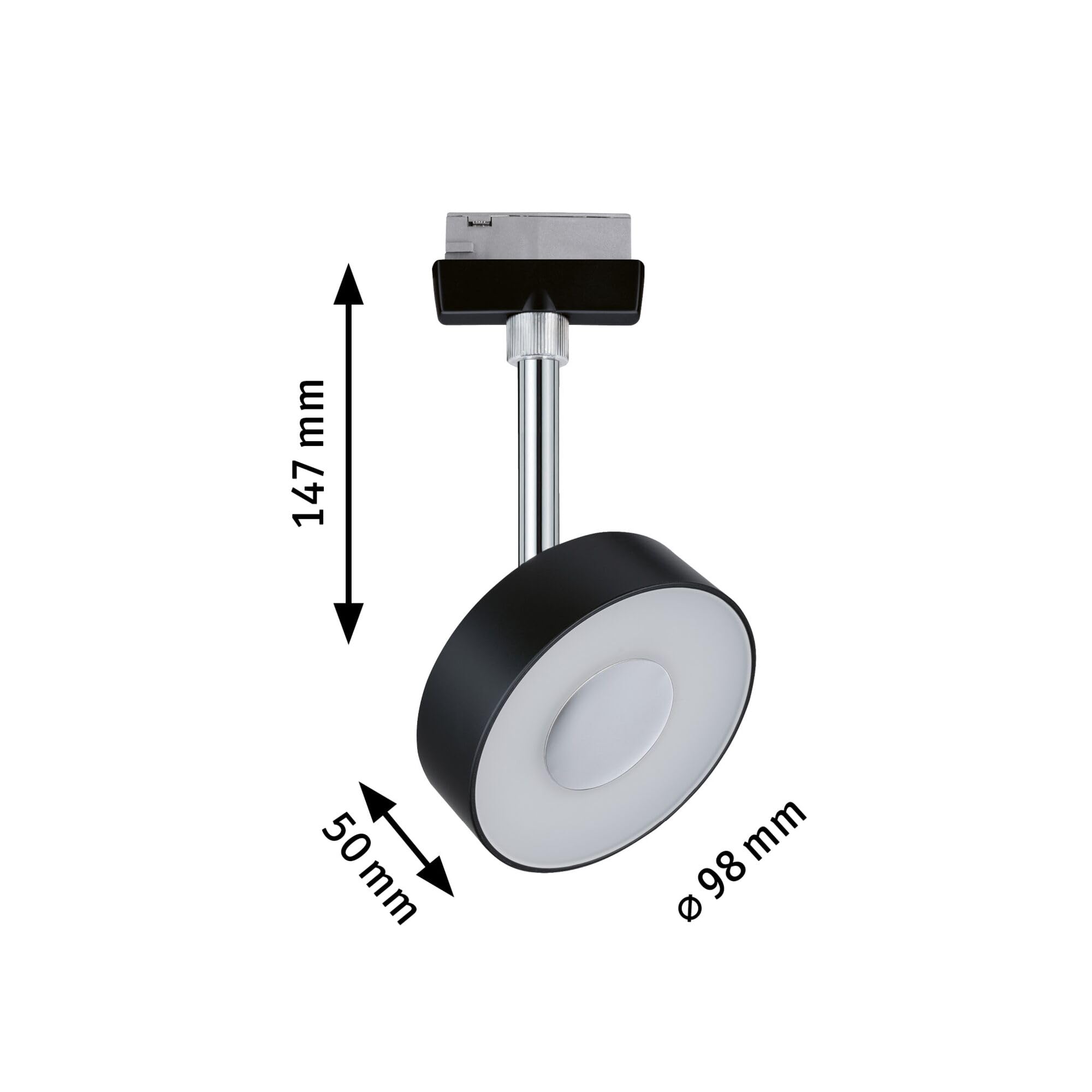 Paulmann 96915 URail LED Schienenspot Circle Einzelspot 152lm 5W 2700K dimmbar 230V Schwarz matt Schienensystem