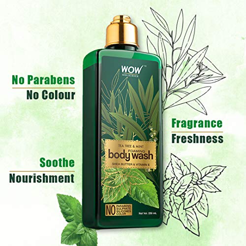 Image of WOW Skin Science Tea Tree & Mint Foaming Body Wash - No Parabens, Sulphate, Silicones & Color - 250mL