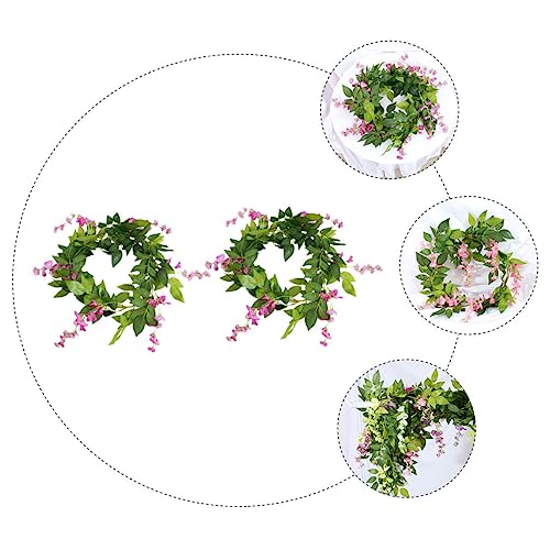 Yardwe 2Pcs Artificial Wisteria Flower Greenery Garland Vintage Decor Wedding Garland With Flowers Artificial Flower Wreath Greenery Hanging Wreath Fake Rose Vine Garland Party Rattan Ivy #TOP6