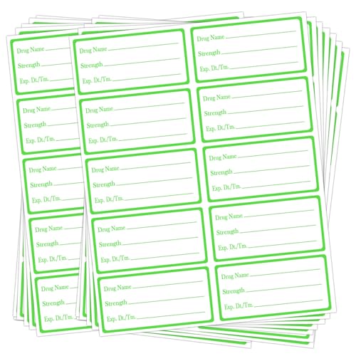 Drug Name Label Stickers 1x2 Inch Drug Usage Medication Strength Veterinary Instruction Reminder Labels (500 Pcs)