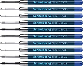 Schneider 175501 Slider 755 wkład do długopisu (technologia ViscoGlide, trwały, XB = ekstra szeroki) 10 szt. w opakowaniu, czarny
