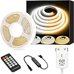 COB LED Strip Lights White CCT Tunable,PAUTIX 5m 3200LEDs Dimmable 2700K-6500K 24V LED Tape Lights Kit UL-Listed Power Supply,Super Bright for Under Cabinet Bedroom Kitchen Dorm TV Mirror DIY Lighting