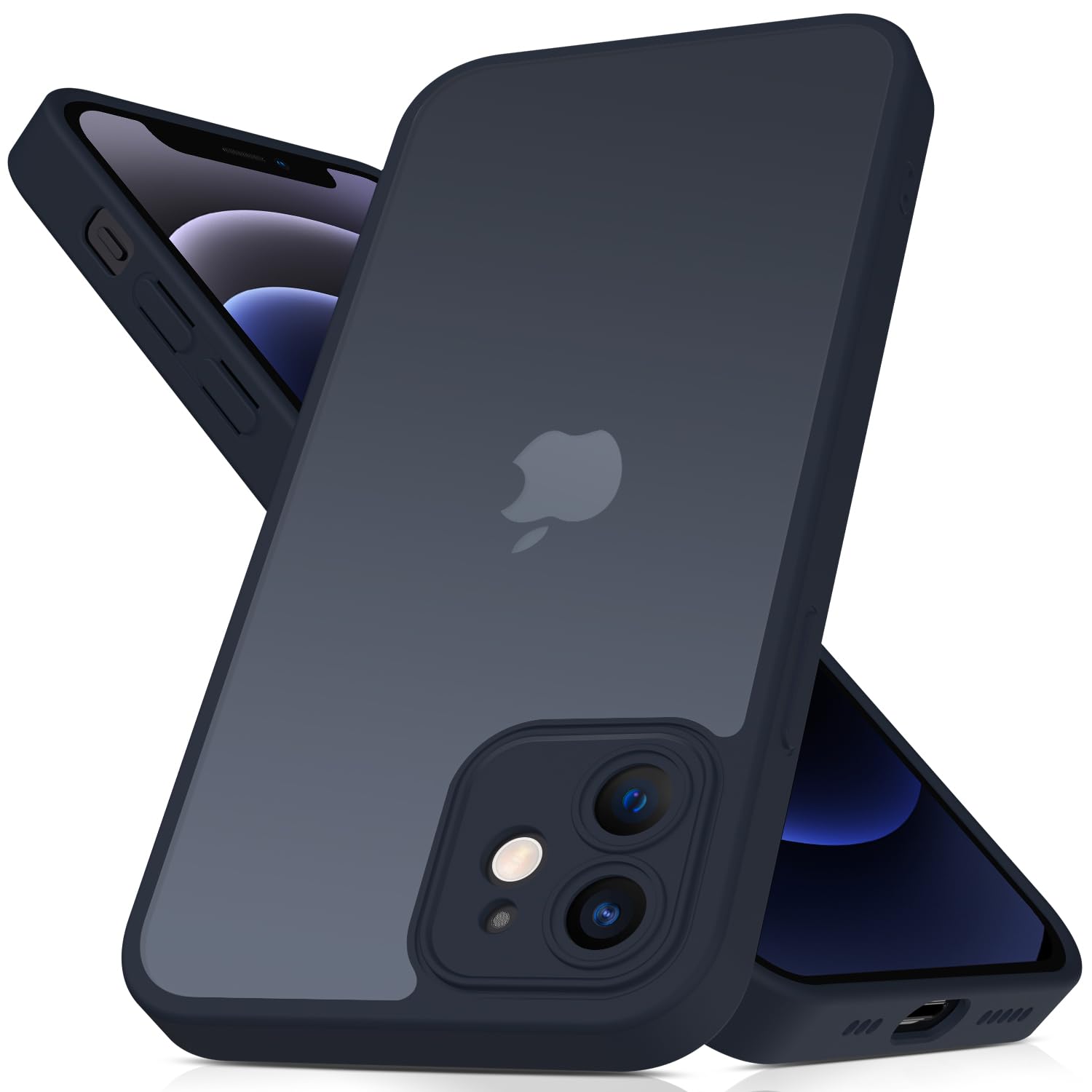 Mootobo for iPhone 12 Case 6.1 inch, Military-Grade Protection 360° Full Body Frosted Translucent Back Phone Cover, Anti-Fingerprint Slim Shockproof Phone Case for iPhone 12 – Deepblue