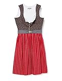 Dirndl Berwin & Wolff Damen Dirndl Kleid, Rot mit schwarz, 44