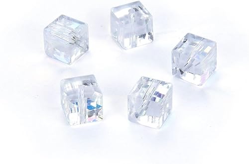 Miniatura 4 de 50 cuentas de cristal Adabele Austrian de 0.157 in (0.16 pulgadas) pequeñas facetadas sueltas cubo, transparentes AB compatibles con Swarovski para