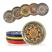 Set Di 6 Piatti Fondi In Porcellana HENXFEN - 700ml, Stile Bohemien, Multiuso Per Zuppa, Pasta, Insalata - Foto 3