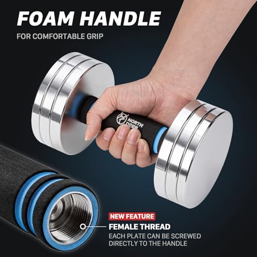 Image of Northdeer V2.0 Upgraded Adjustable Steel Dumbbells 40LB / 60LB - 2 in 1 Dumbbell Barbell Set for Home Gym Workout - Compatible with V1.0 Dumbbells