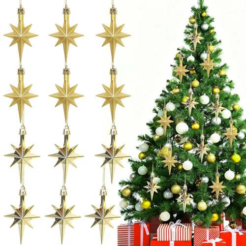 Weihnachtsdeko Gold, 12 Stück Weihnachtsbaum Deko, Christbaumschmuck...