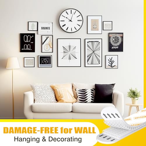 Image of EMITEVER Picture Hanging Strips Heavy Duty, Damage Free Hanging Picture Hangers for Walls, Picture Hanging Kit, Hanging Hooks Without Nails, Large Adhesive Poster Wall Strips 20-Pairs (40 Strips)
